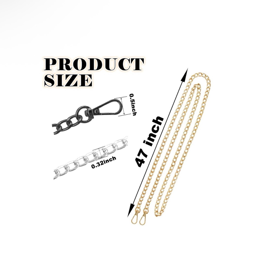 New 1 Piece Only 47” Chain Replacement Strap Choose Color Gunmetal Silver Gold - Picture 2 of 3